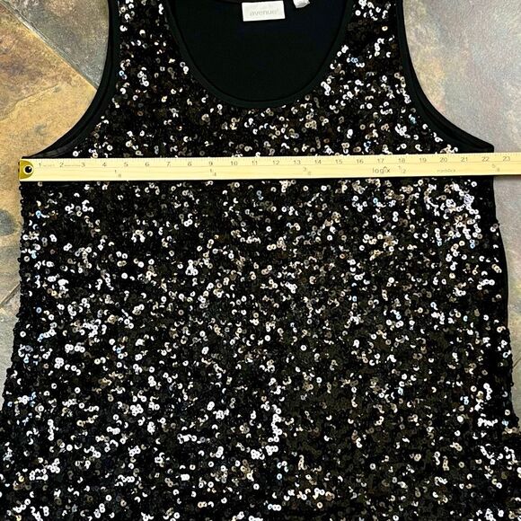 Avenue Black Sequin Tank Top 22/24 - Picture 3 of 10